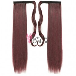 Extensie de par coada dreapta cu clema si arici 55cm cod MST211855 Brunet cu Burgundy Mixt